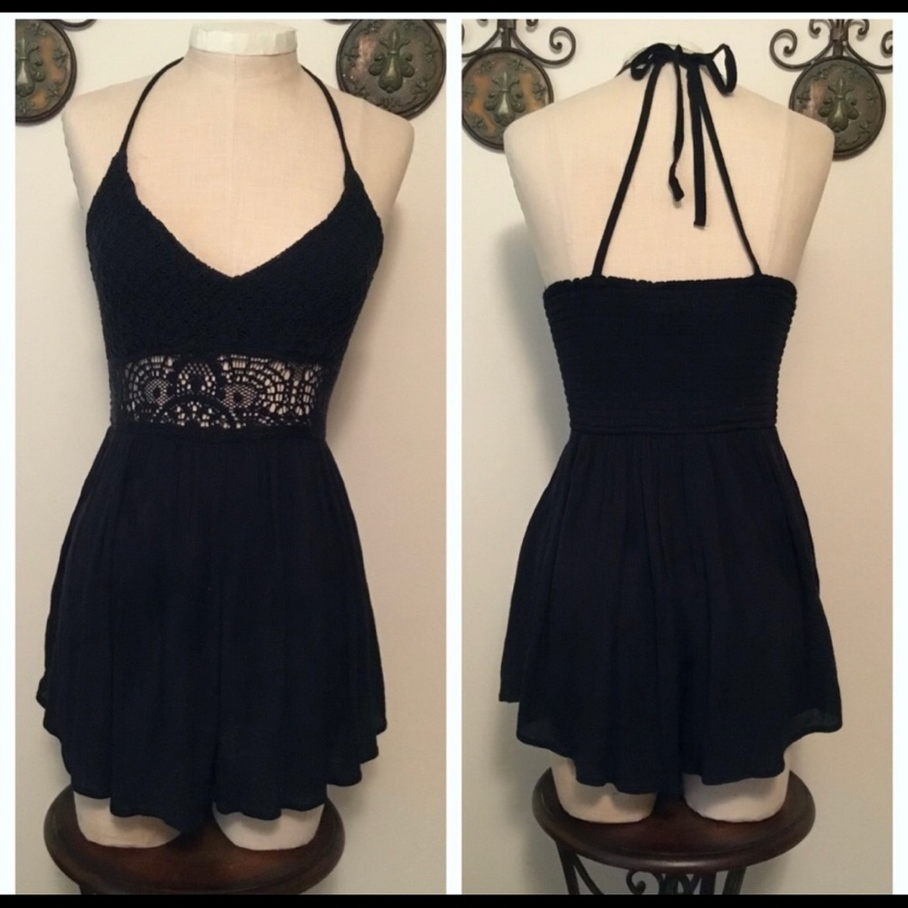 crotchet romper in black